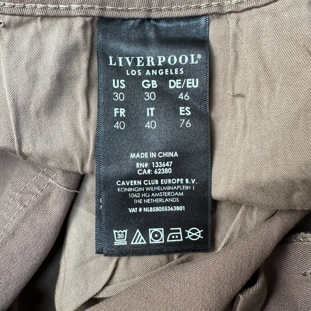 Liverpool LA Regent The Relaxed Straight Leg Twill Pant, W30‎ x L34, Cub Brown